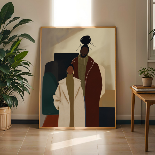 Modern Black Couple Wall Art Print Soluna Soul