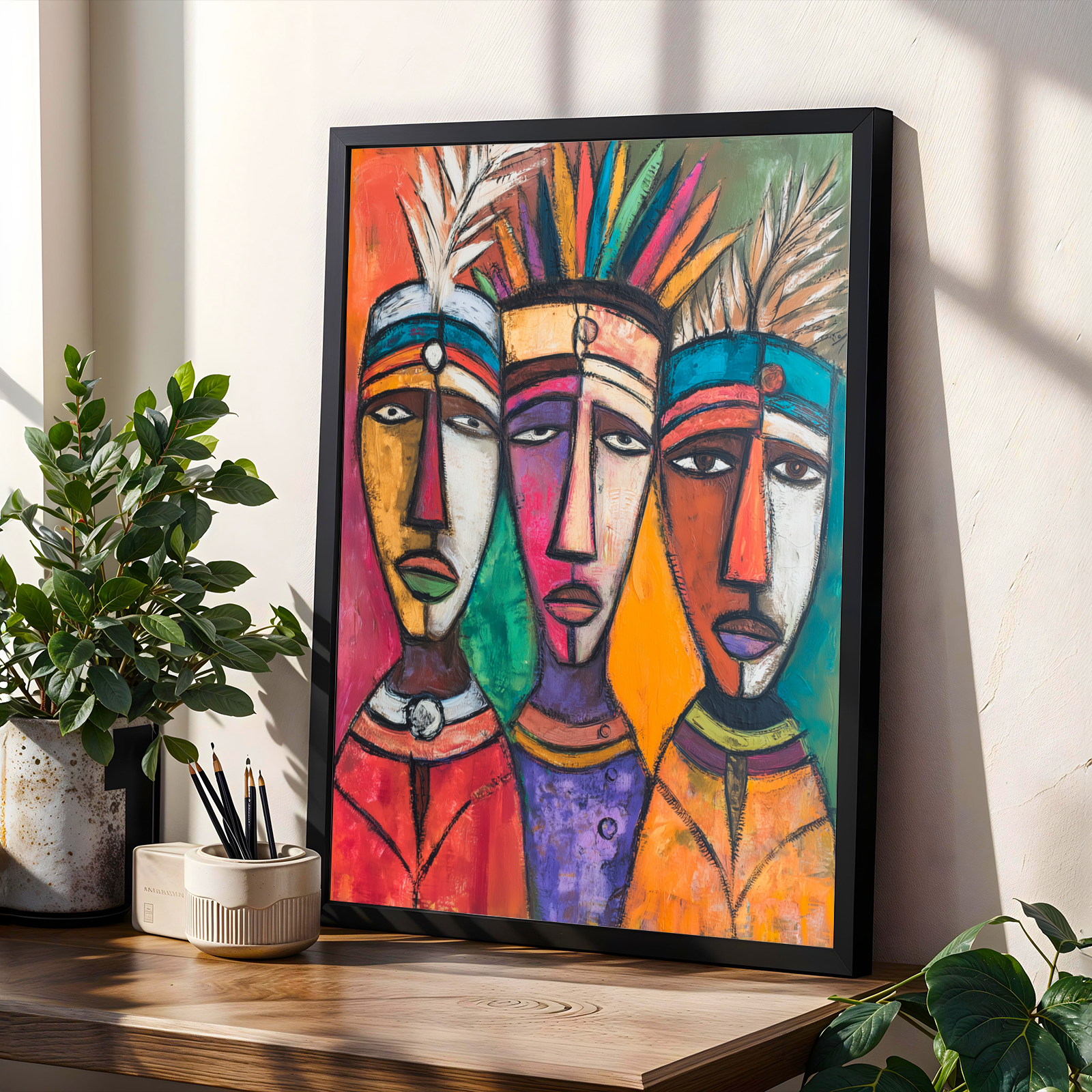 Cubist Tribal Portrait  Wall Art Print Soluna Soul