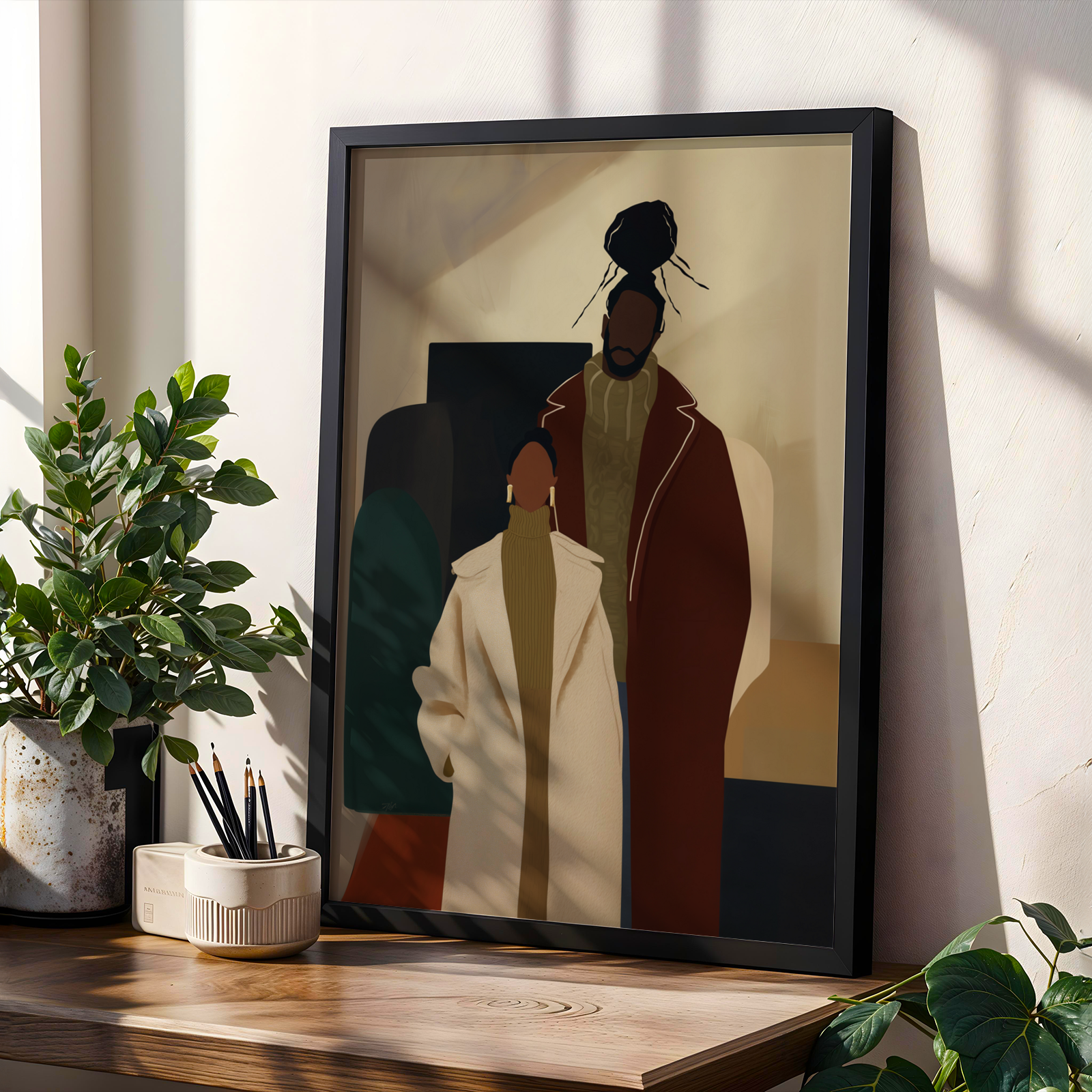 Modern Black Couple Wall Art Print Soluna Soul