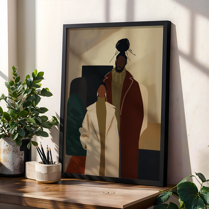 Modern Black Couple Wall Art Print Soluna Soul