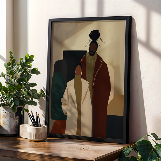 Modern Black Couple Wall Art Print Soluna Soul