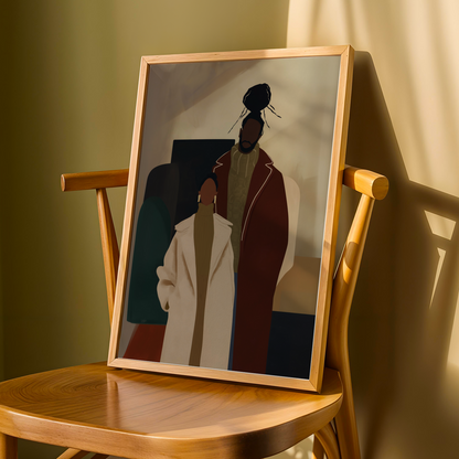 Modern Black Couple Wall Art Print Soluna Soul
