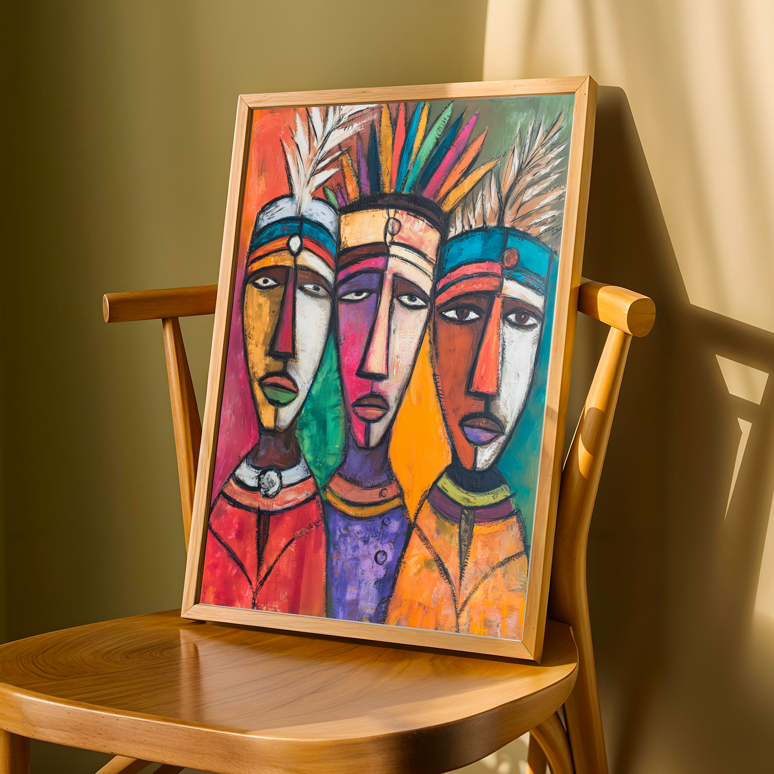 Cubist Tribal Portrait  Wall Art Print Soluna Soul