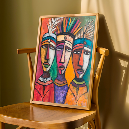 Cubist Tribal Portrait  Wall Art Print Soluna Soul