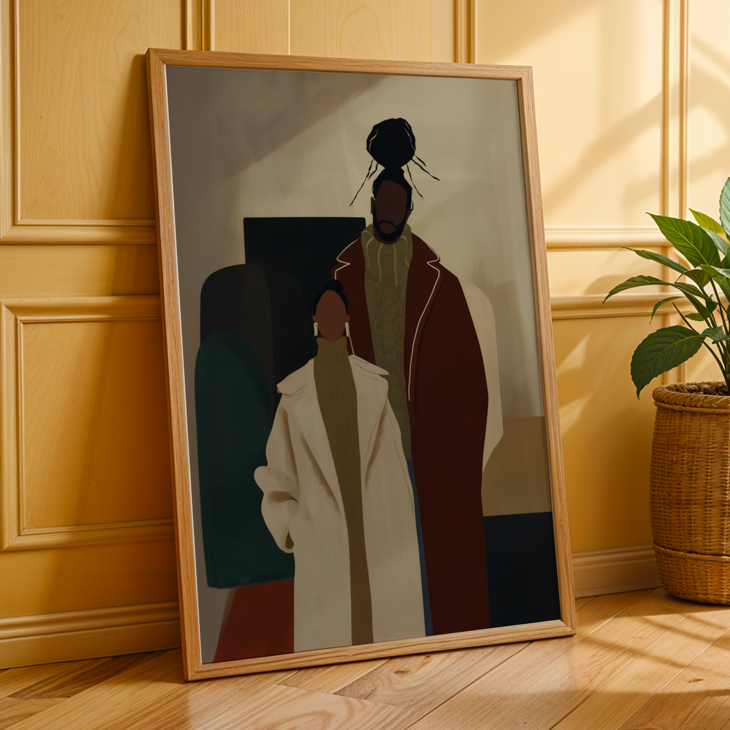 Modern Black Couple Wall Art Print Soluna Soul