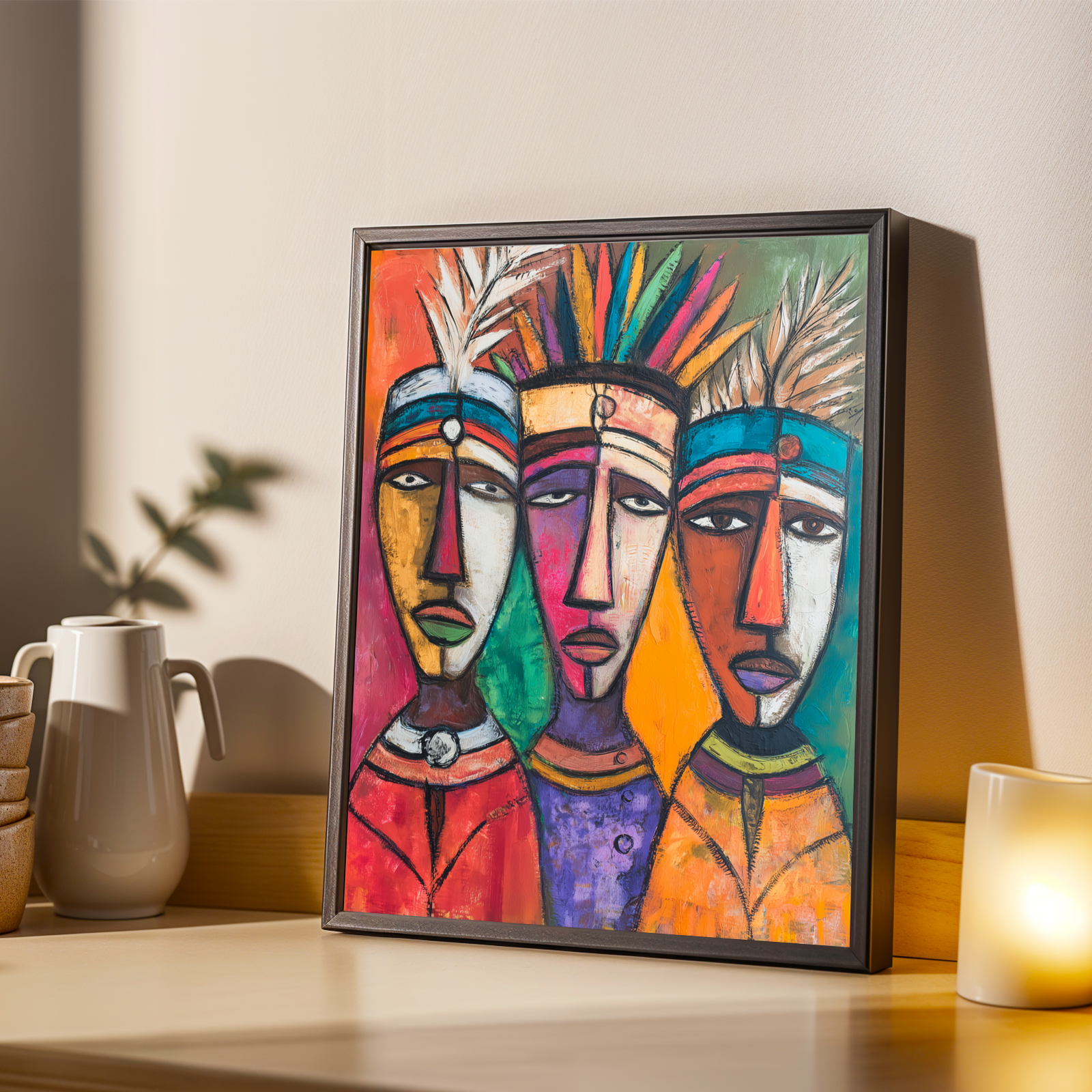 Cubist Tribal Portrait  Wall Art Print Soluna Soul