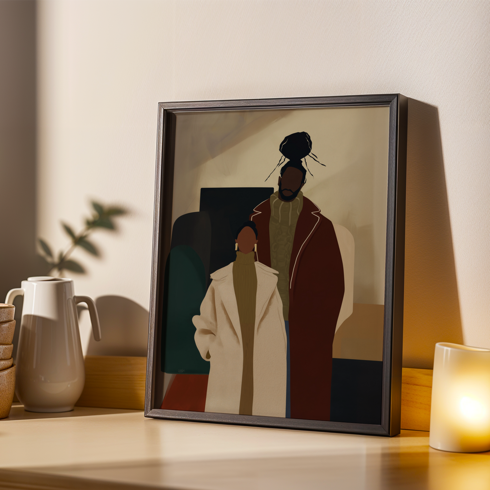 Modern Black Couple Wall Art Print Soluna Soul