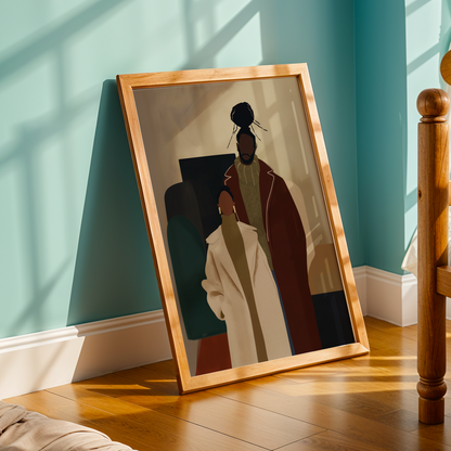 Modern Black Couple Wall Art Print Soluna Soul